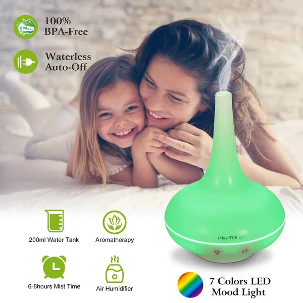 Ultrasonic Aroma Diffuser 200ml Humidifier LED Night Light Quiet