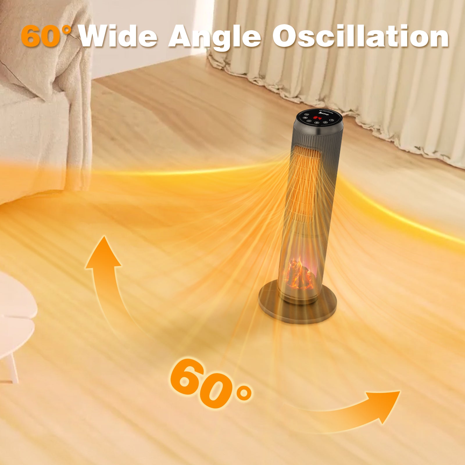 25 Inch Tower Space Heater with Remote and Oscillation