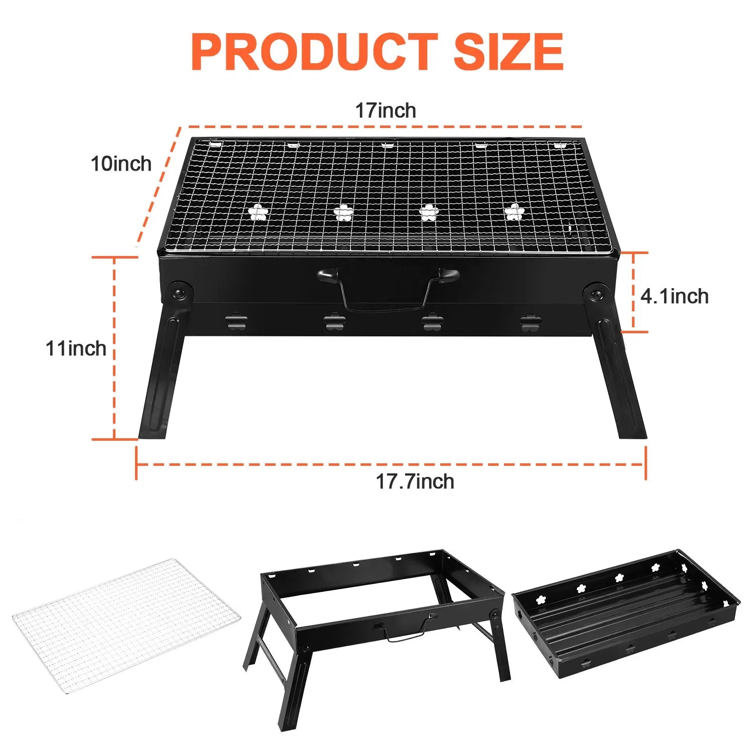 Portable Foldable Charcoal BBQ Grill for Camping