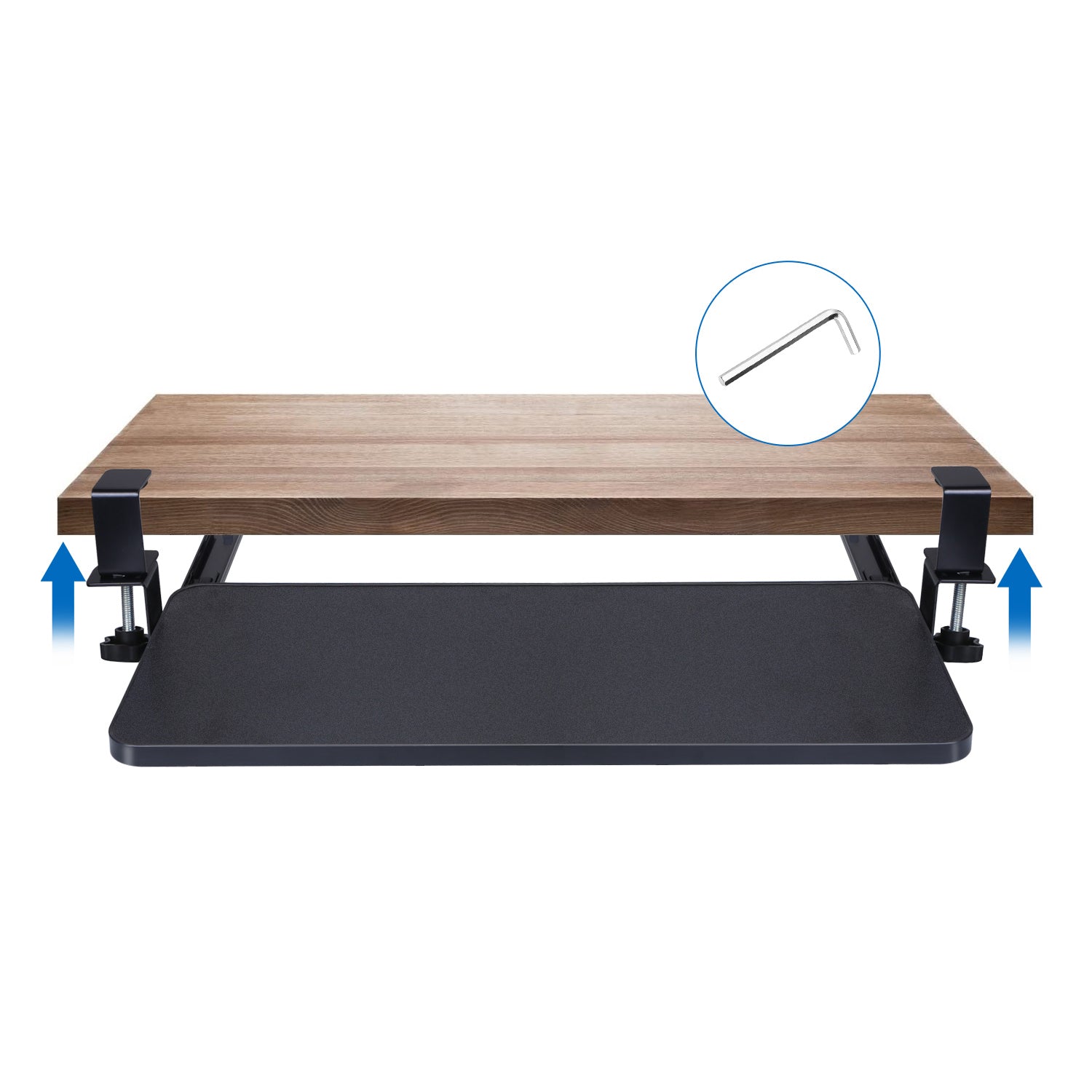 Under Desk Keyboard Tray Retractable Slide Out Drawer Clamp