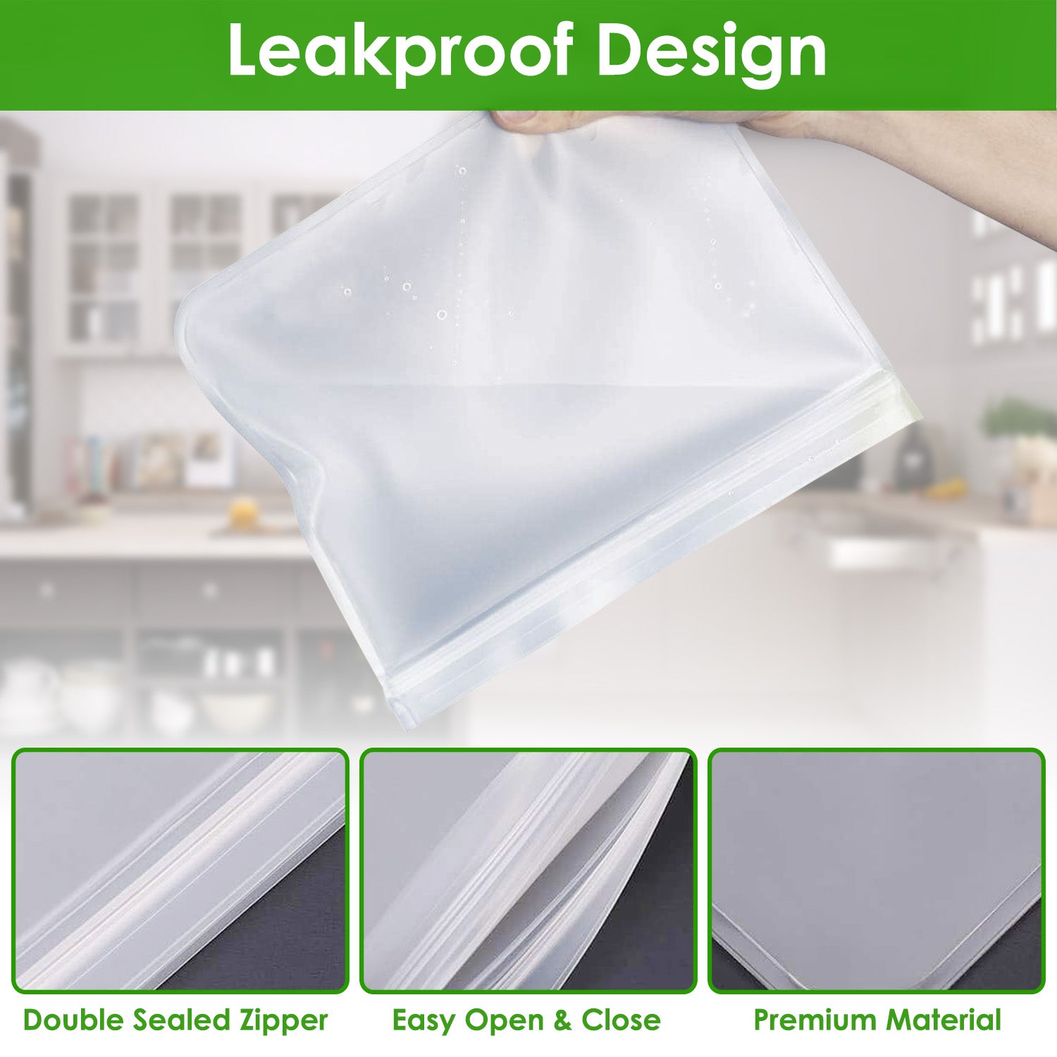 Reusable PEVA Food Storage Bags Set