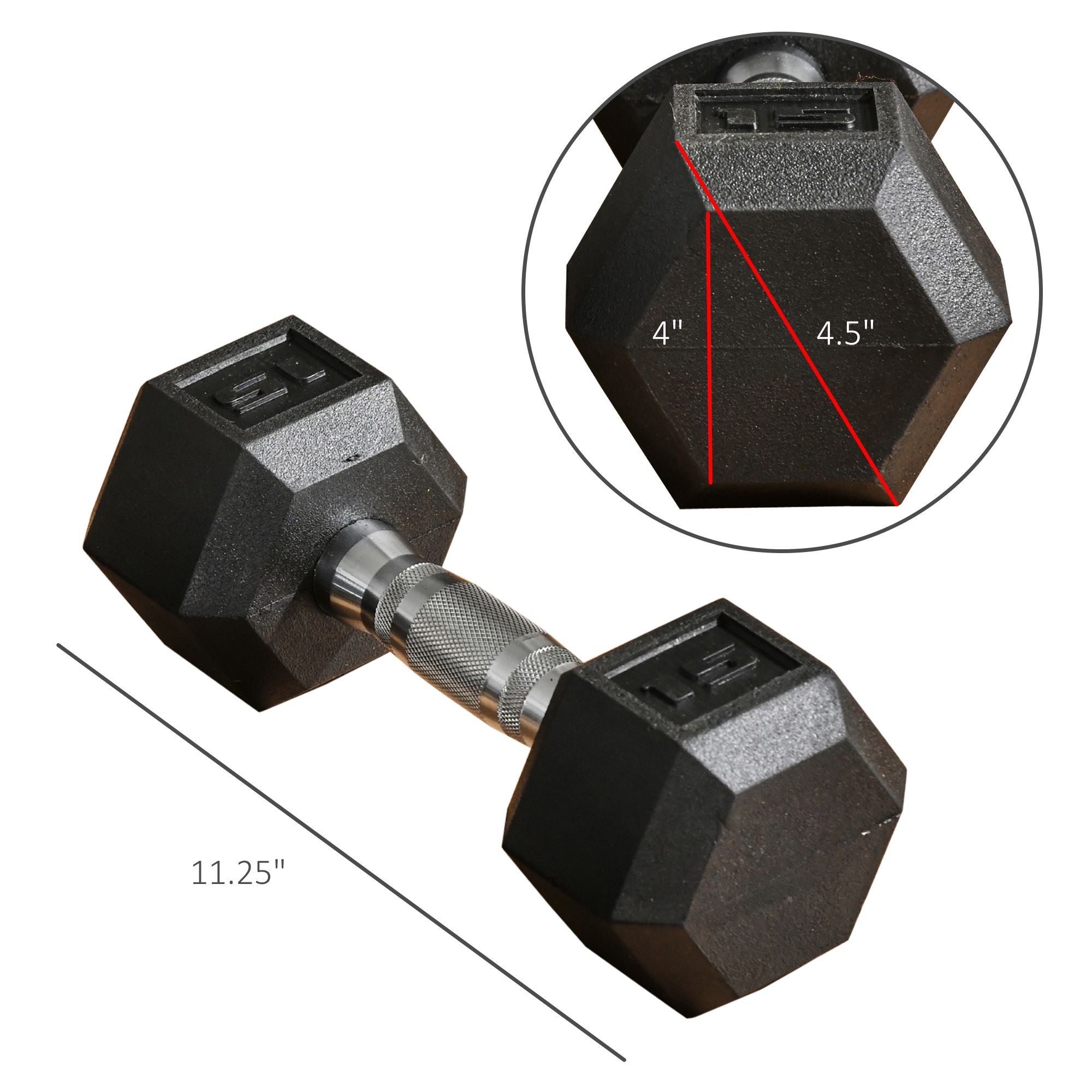 2 x 15lbs Hex Dumbbell Set Rubber Coated with Non-Slip Handles for Home Gym Workout