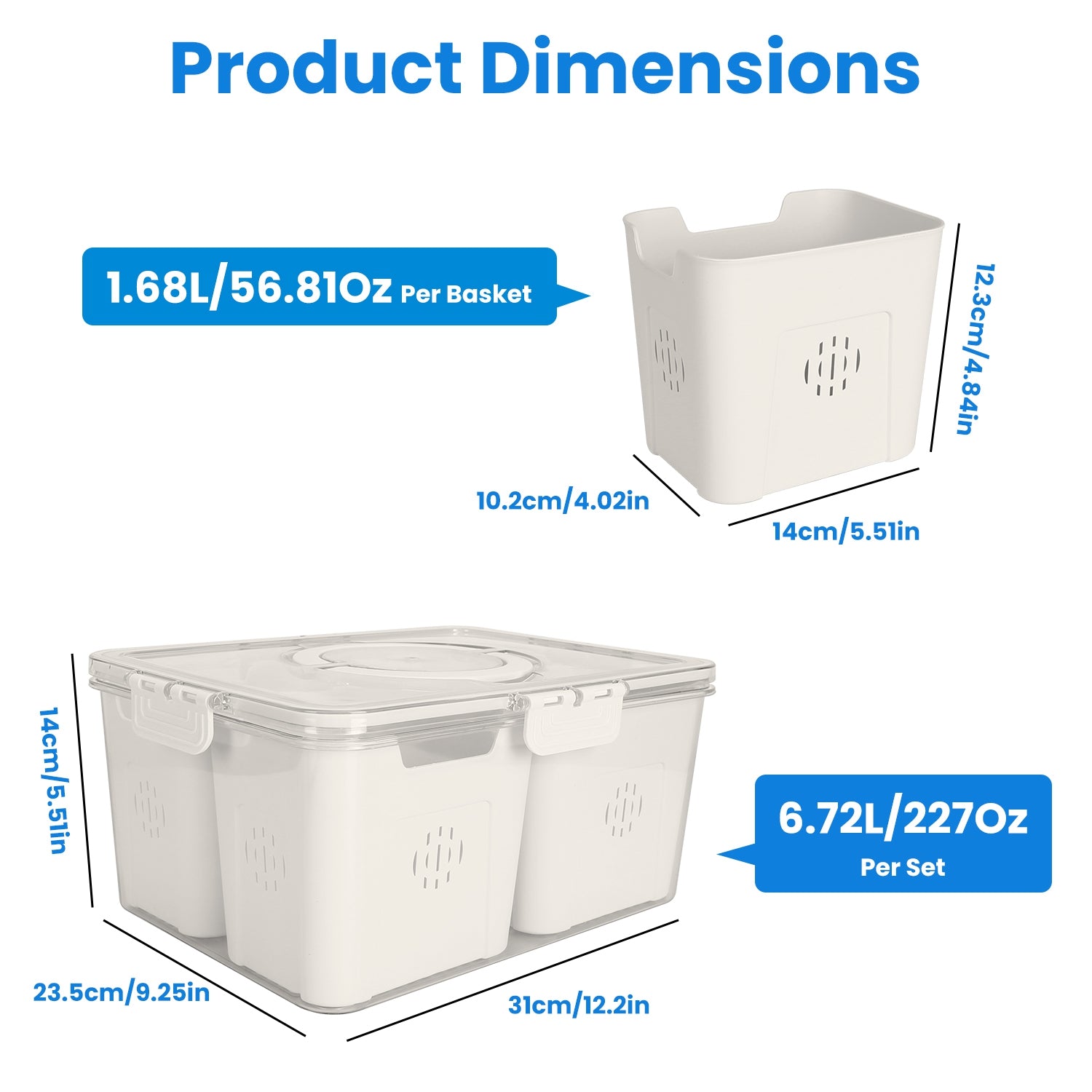 2-Pack Airtight Fruit and Vegetable Storage Containers