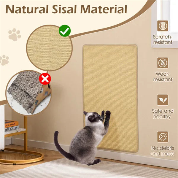 Natural Sisal Cat Scratching Mat Set – Anti-Slip Scratch Pads for Indoor Cats