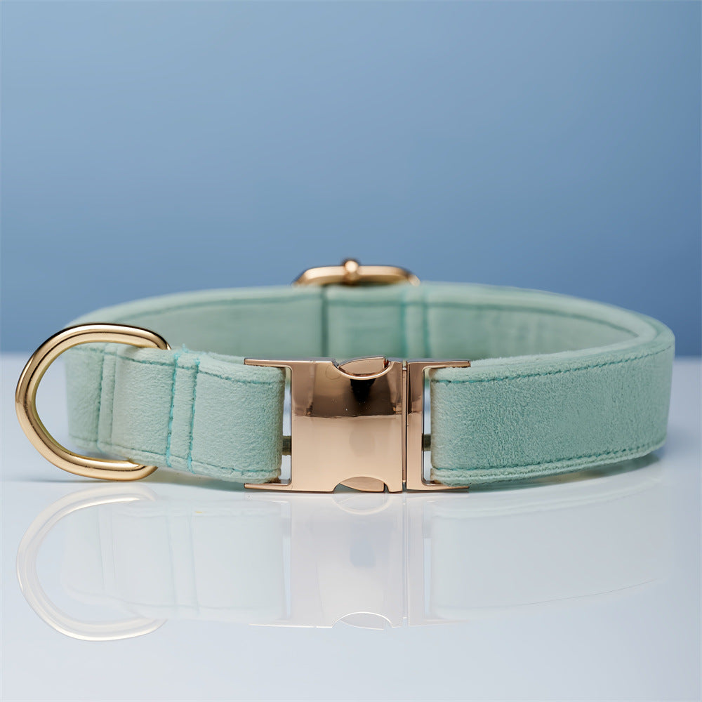 Luxury Velvet Dog Collar and Leash Set Personalized Bow Design