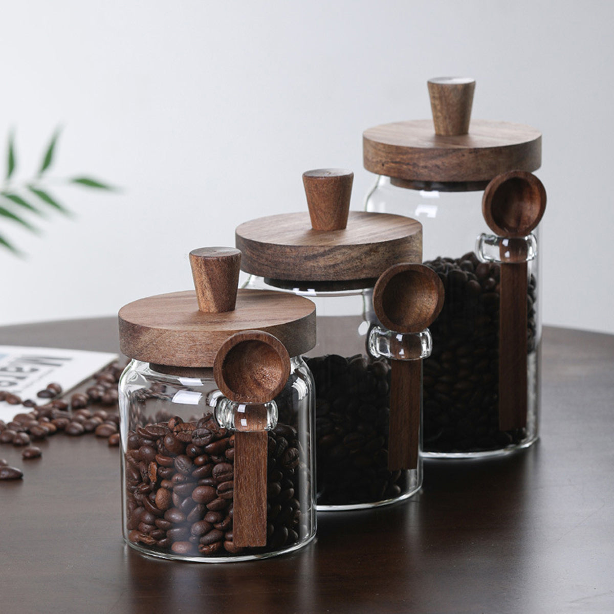 15oz Glass Storage Jar with Spoon Coffee Tea Snack Jar