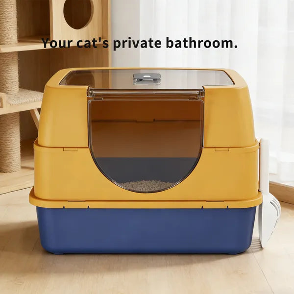 Enclosed Cat Litter Box with Odor Control – Spacious Covered Cat Toilet for Large Cats