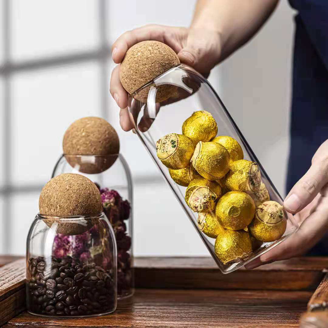 Glass Storage Jar with Cork Lid Minimalist Tea Coffee Container