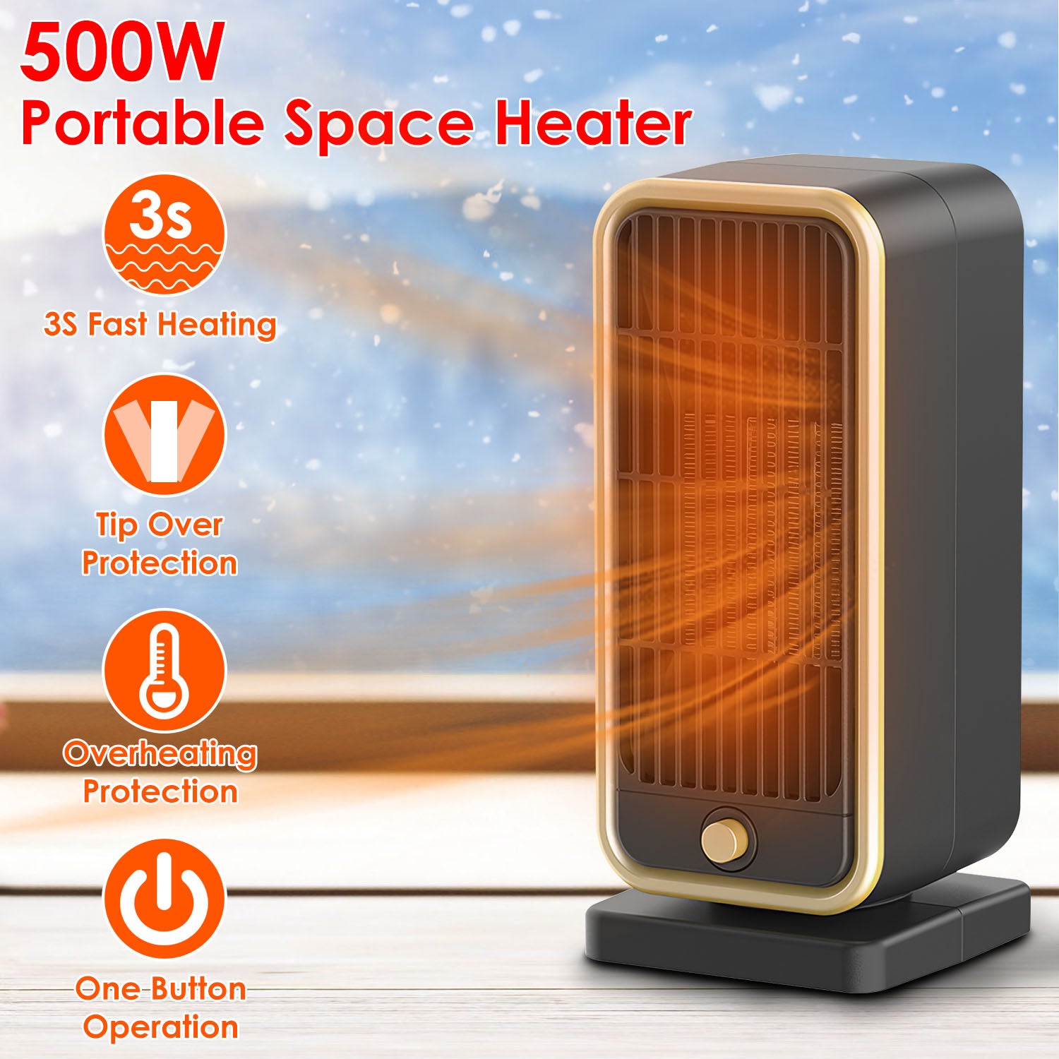 Powerful Portable Space Heater PTC Ceramic Fast Heating Safe