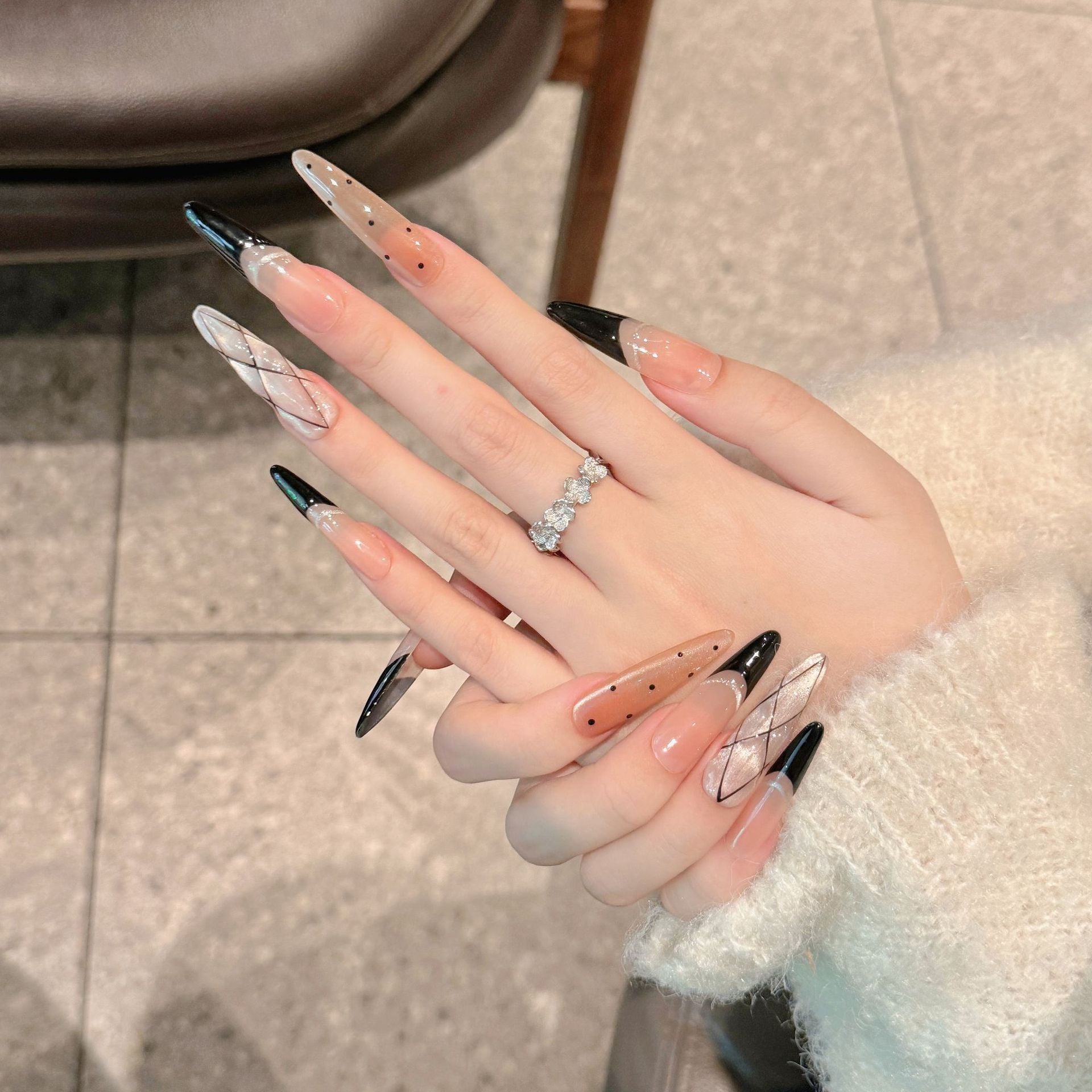 French Black Edge Classic Press On Nails