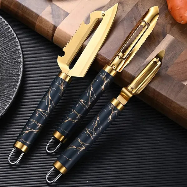 Multifunctional Stainless Steel Peeler Set for Kitchen Use