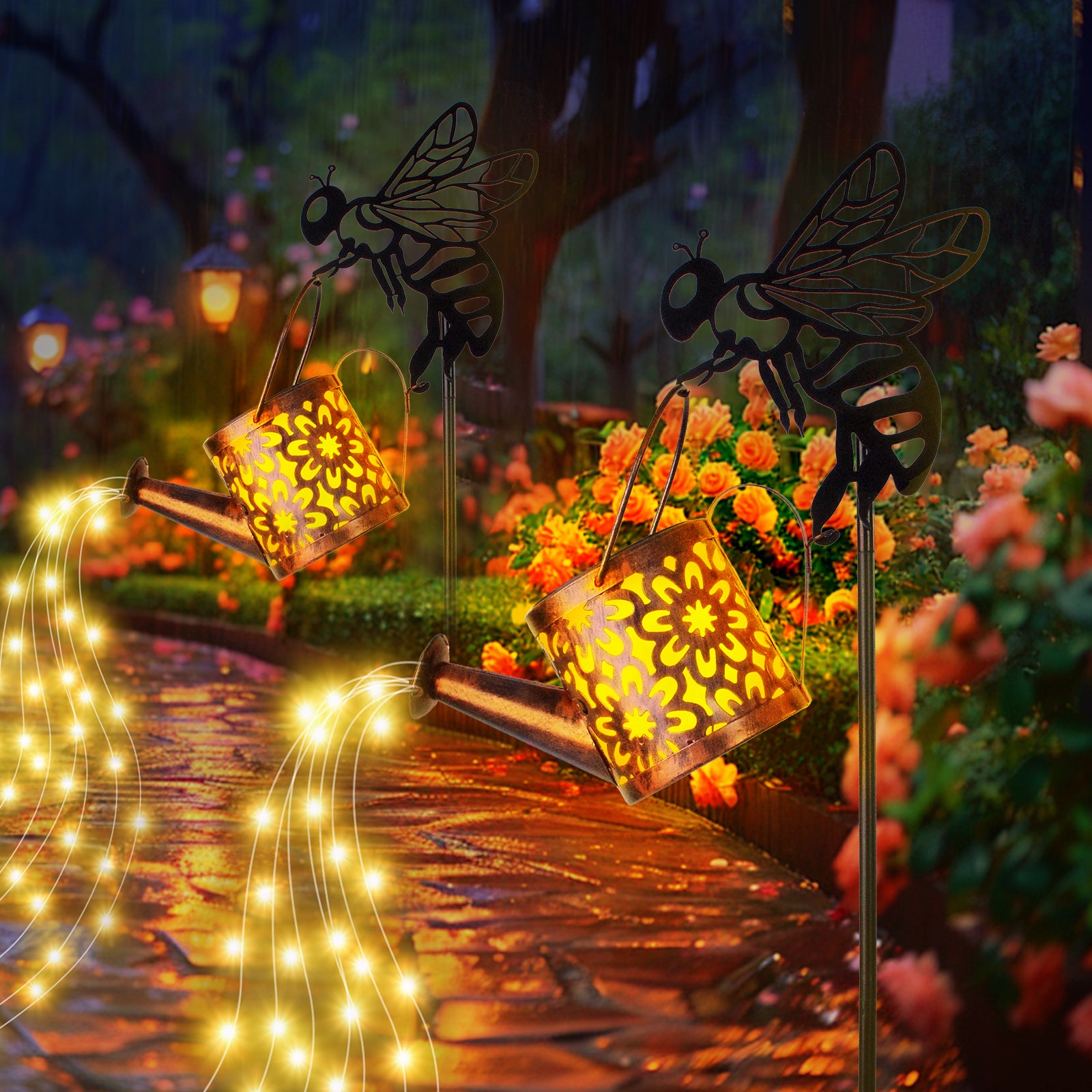 Magical Solar Watering Can Lights Garden Fairy LED Decor Lamp