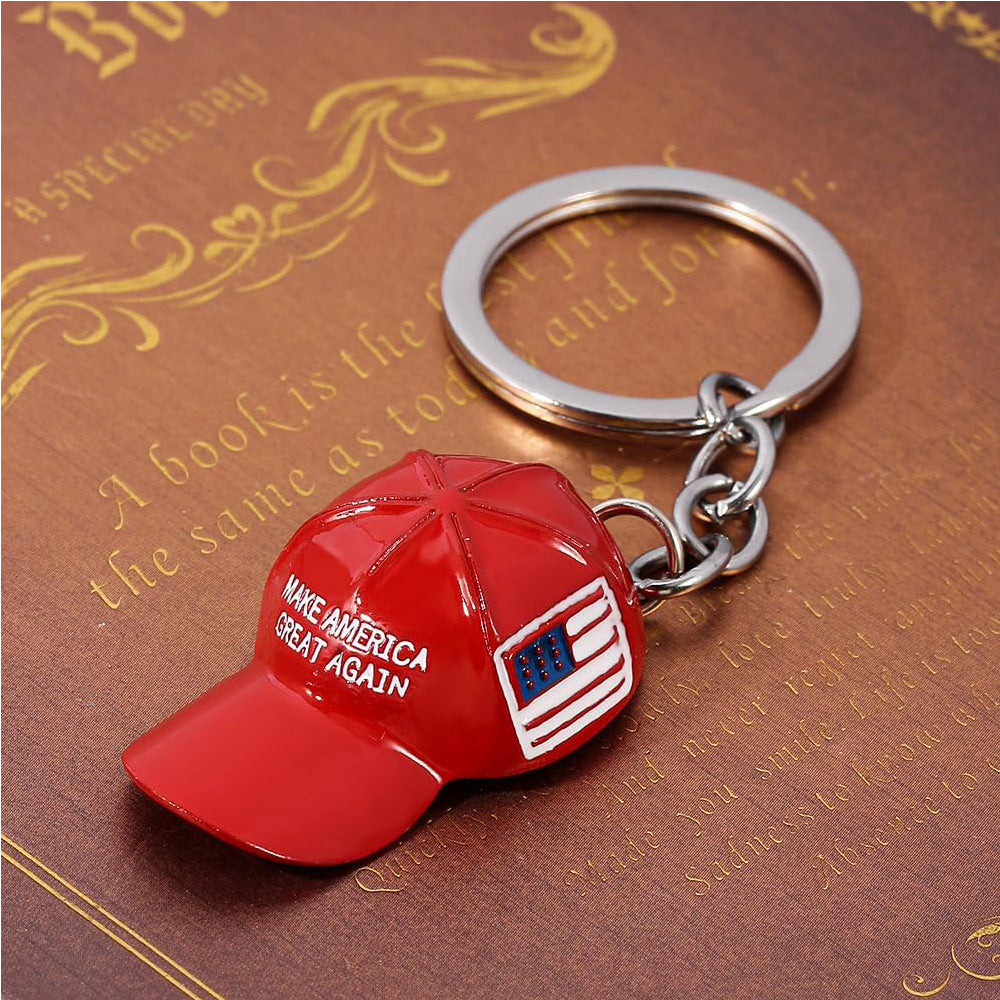 Premium Red Cap Keychain Set – Stylish Alloy Hat Pendant Pack
