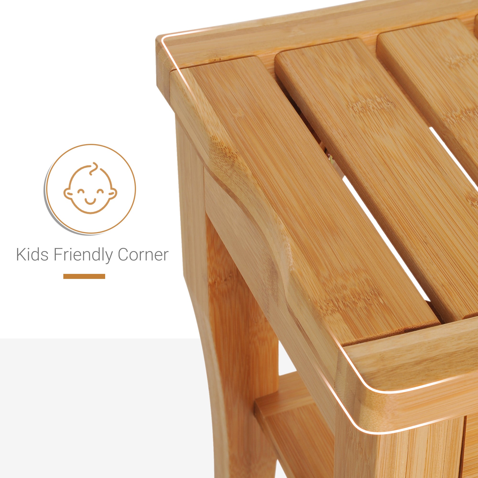 Premium Bamboo Shower Bench Seat with Storage Shelf & Support