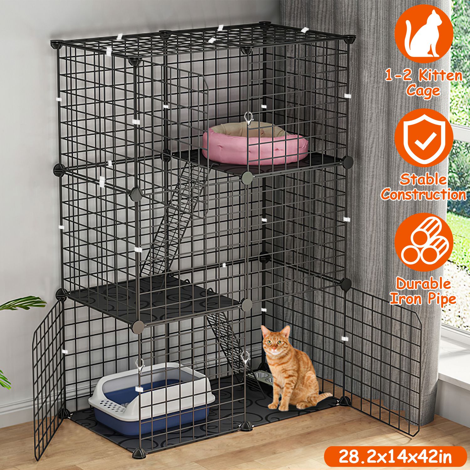 Ultimate 3 Tier Cat Playpen Cage Metal Indoor Cat House
