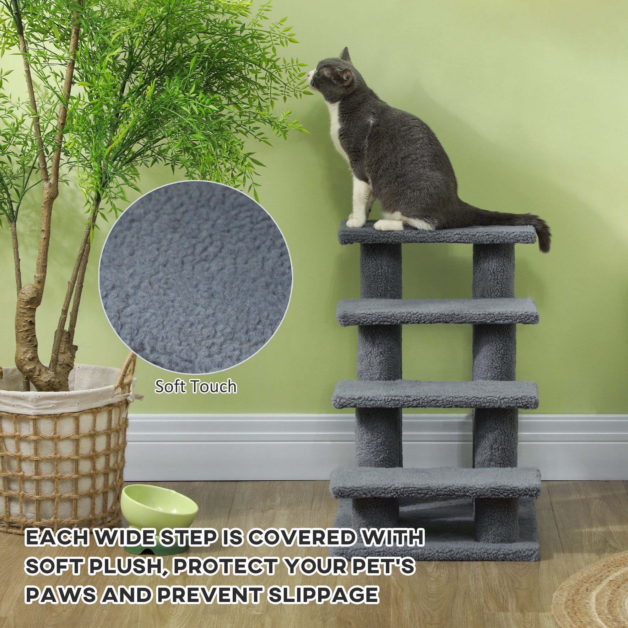 25-Inch 4-Step Cat Scratching Stairs – Multi-Level Carpeted Cat Climber for Indoor Cats