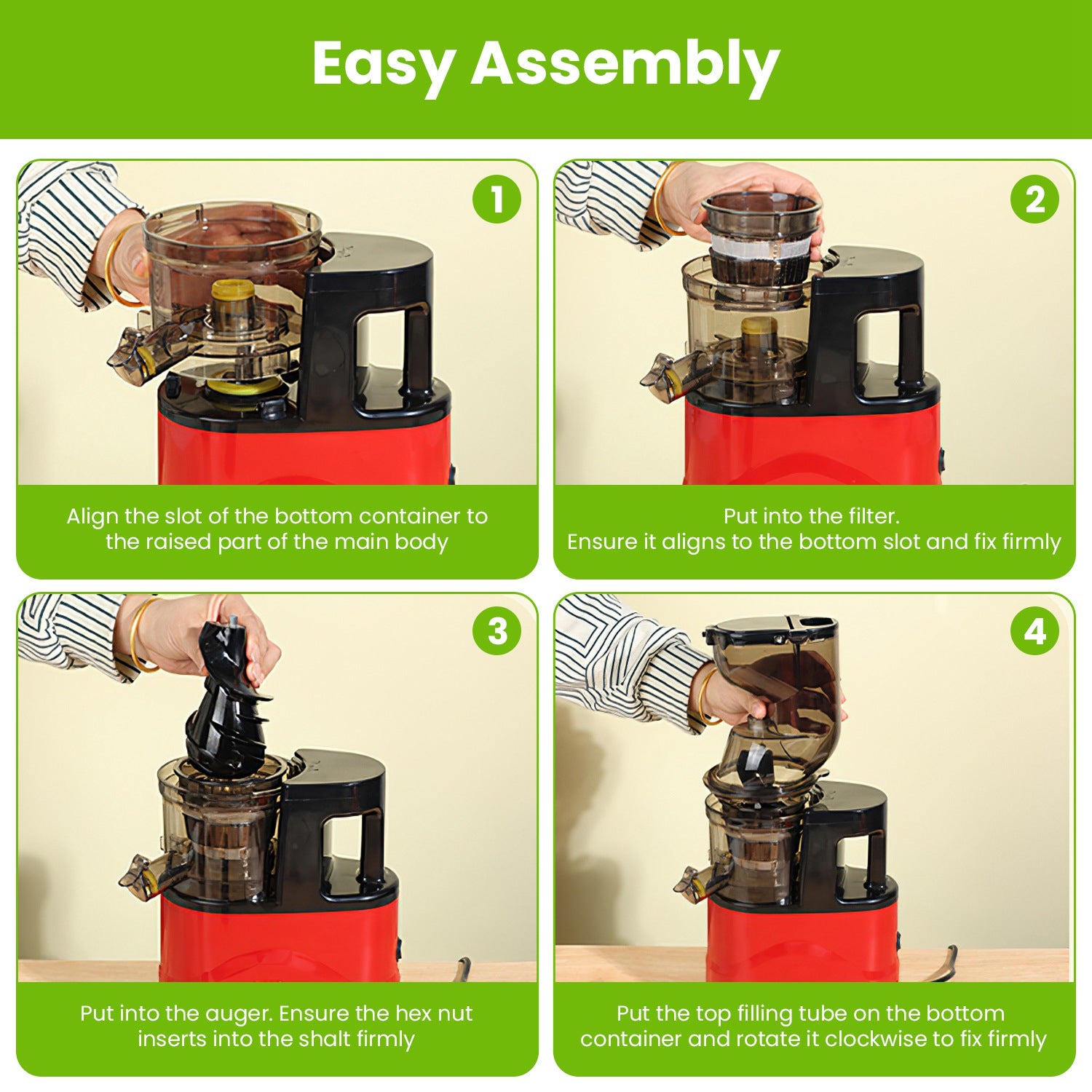 Powerful Cold Press Juicer Slow Masticating High Yield Extractor
