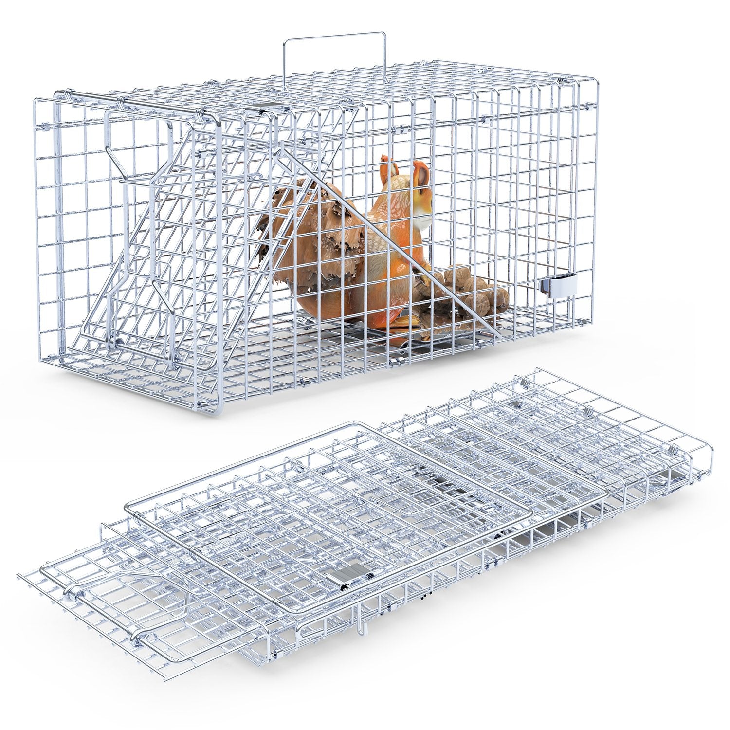 2-Pack Humane Live Animal Trap Cages – Collapsible Single Door Catch & Release Traps