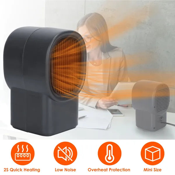 400W Portable Electric Space Heater Mini Desktop Fan