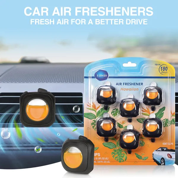 6-Pack Hawaiian Scent Car Vent Clip Air Freshener Long Lasting
