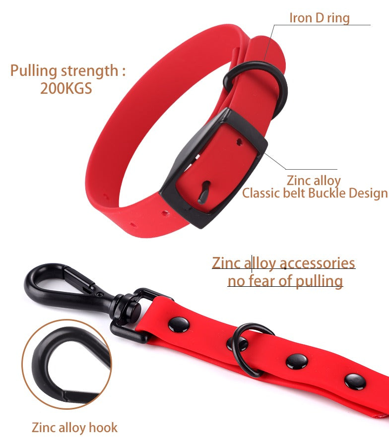 Premium Silicone Dog Collar Leash Set Waterproof Easy Clean
