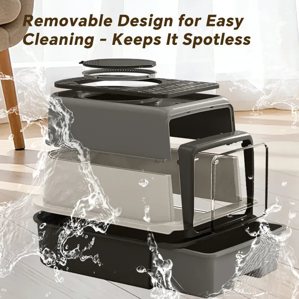 Large Enclosed Cat Litter Box with Drawer & Top Entry – Odor Control Cat Toilet