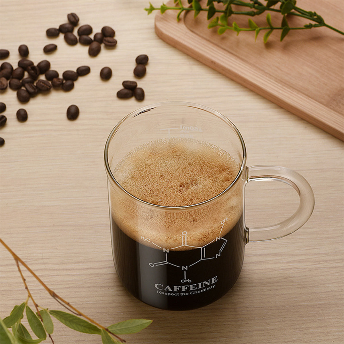 High Borosilicate Glass Coffee Cup with Scale Markings