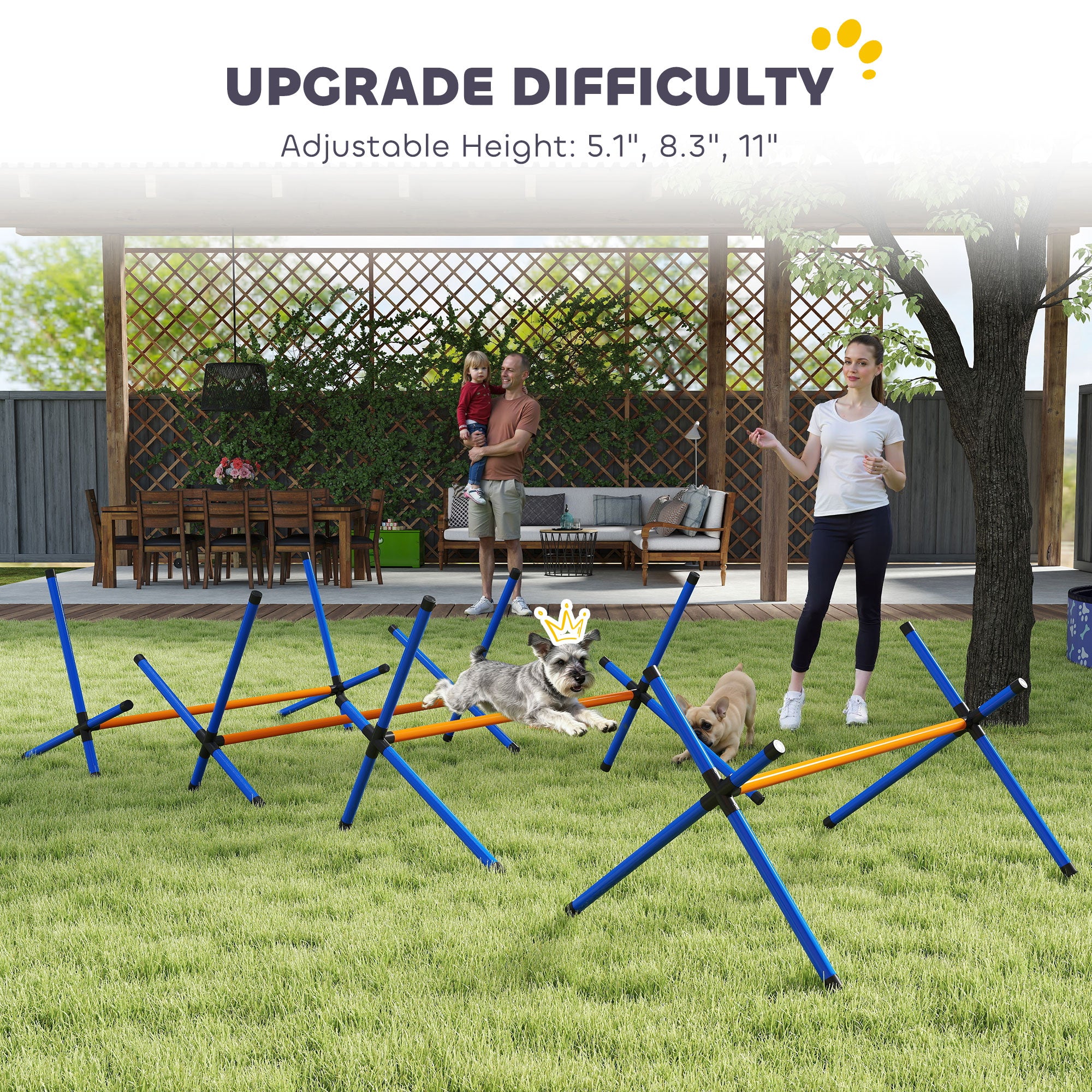 4-Piece Dog Agility Training Set – Adjustable Jump Bar Course for Indoor & Outdoor Use