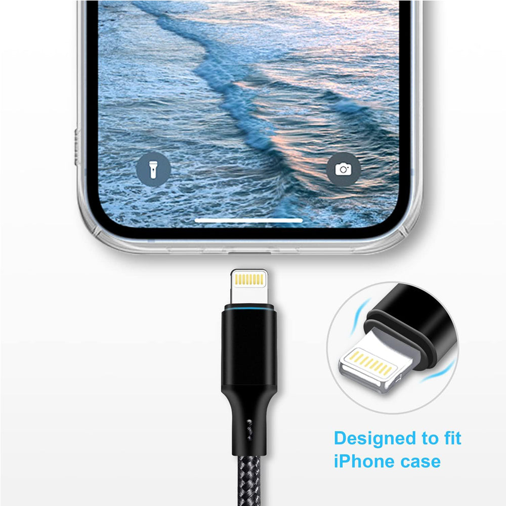 MFi Certified USB Cable Fast Charging Nylon Braided Black