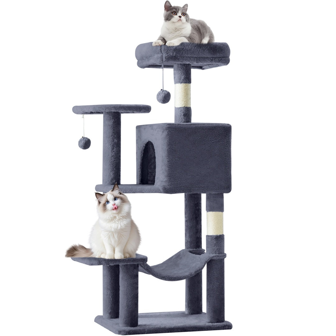 44-Inch Multi-Level Cat Tree Tower with Hammock & Sisal Scratching Posts