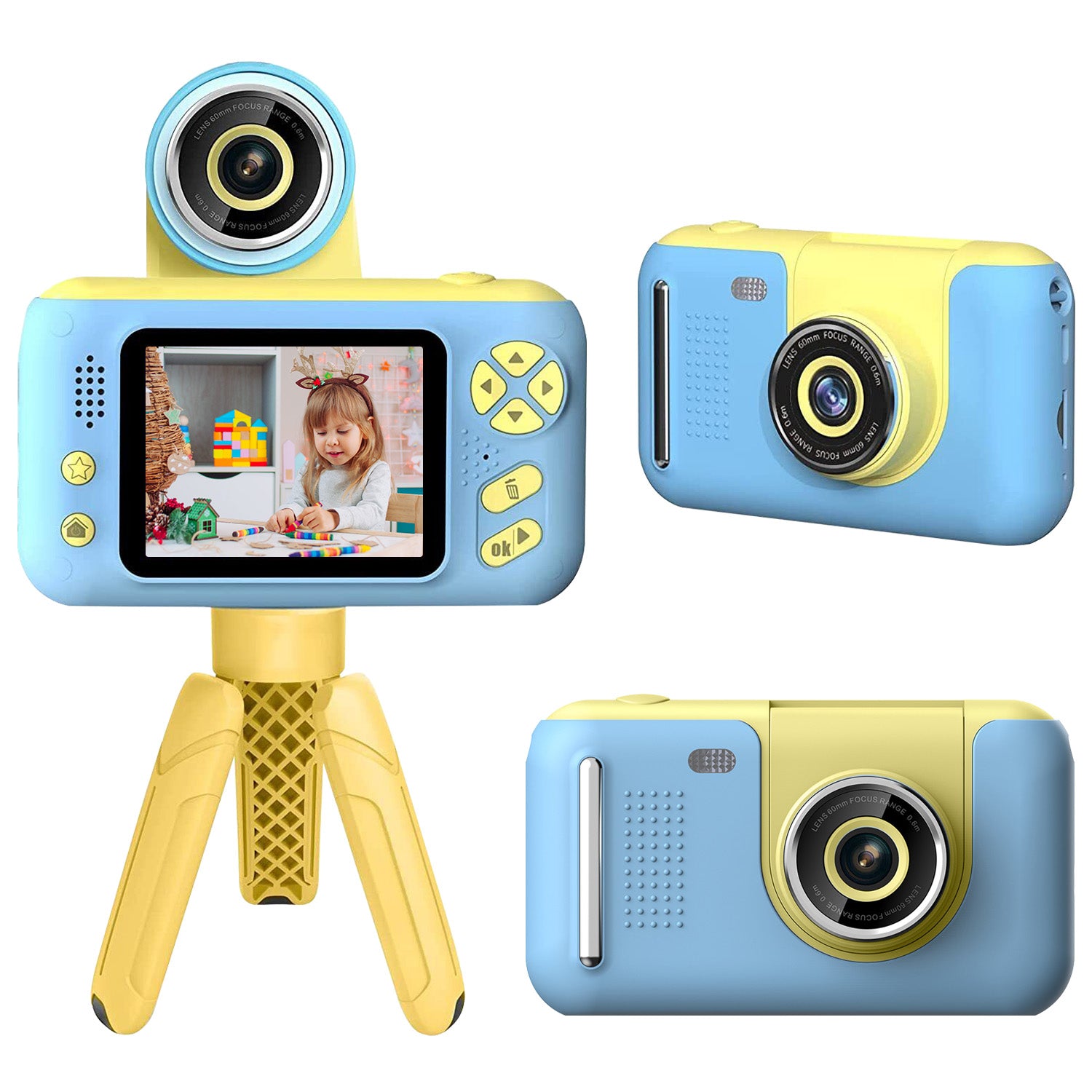 Kids Digital Camera Flip Lens HD Video Camcorder with Tripod