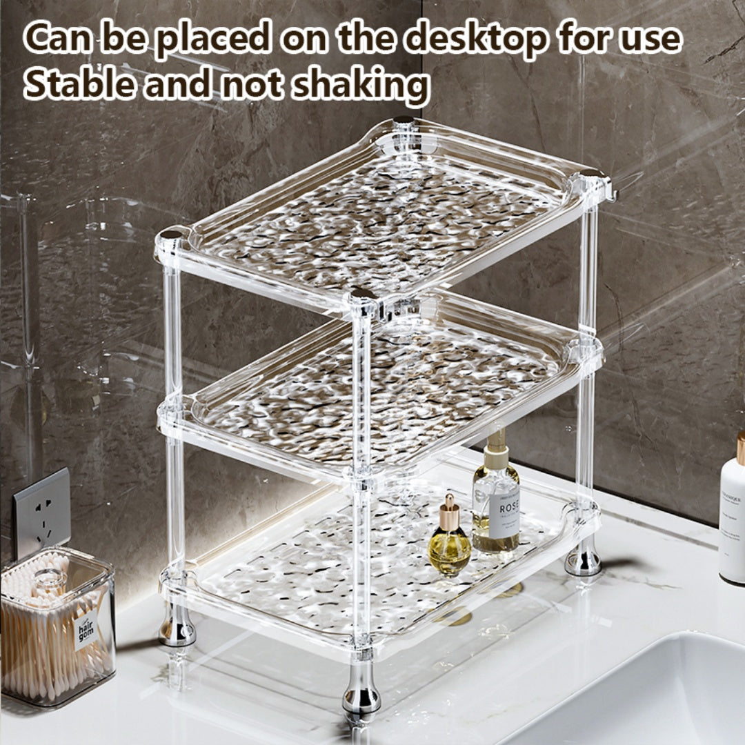 3 Layer Water Ripple Transparent Bathroom Storage Shelf