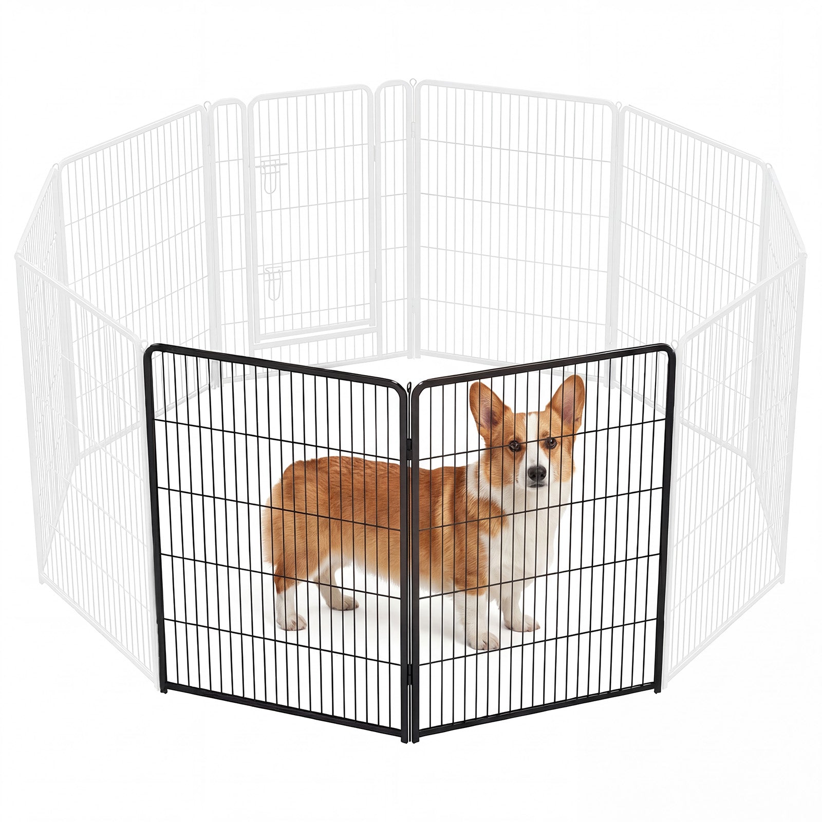 Foldable Metal Pet Fence with Door – Outdoor Playpen for Small, Medium & Large Dogs