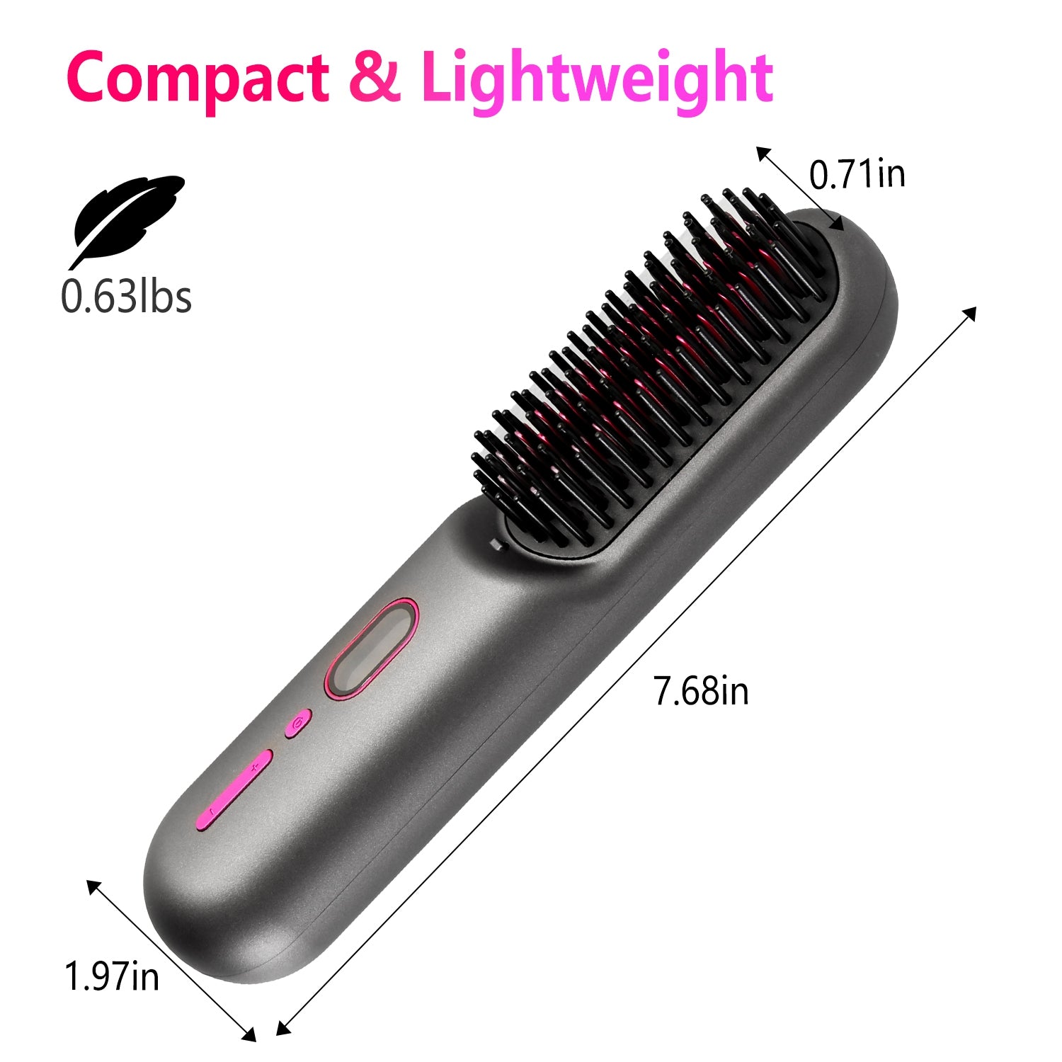 Cordless Negative Ion Hair Straightener Brush Mini LCD Styling Comb