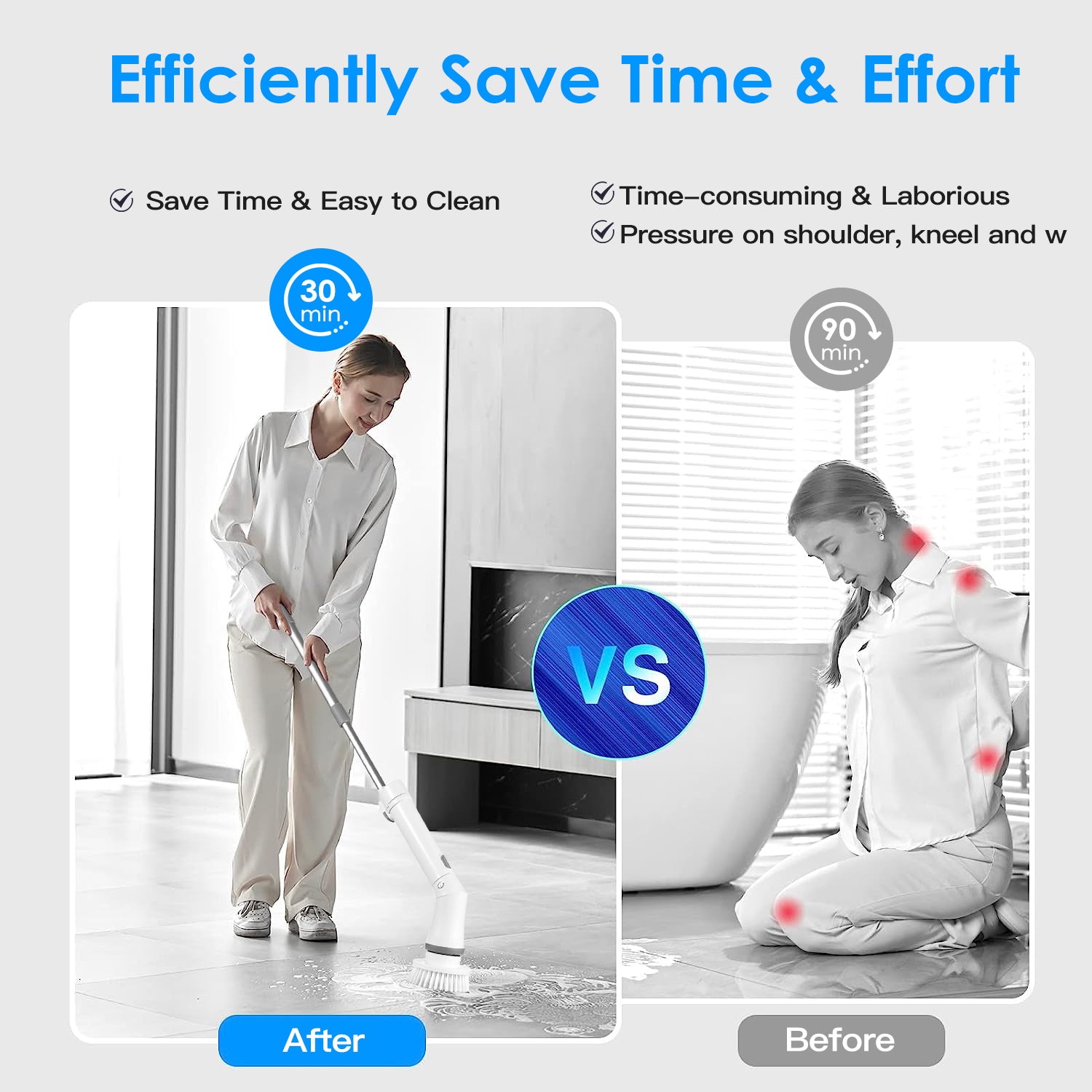 Powerful Electric Spin Scrubber Cordless Telescopic Cleaner
