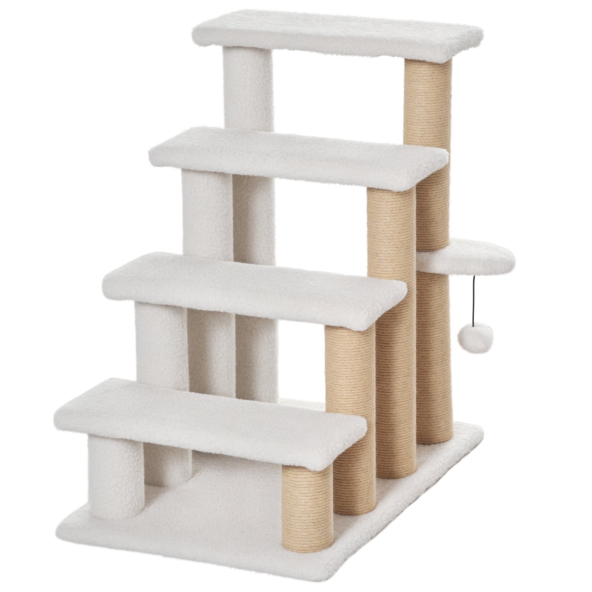 Premium 4 Level Cat Steps with Scratching Posts for Bed Sofa