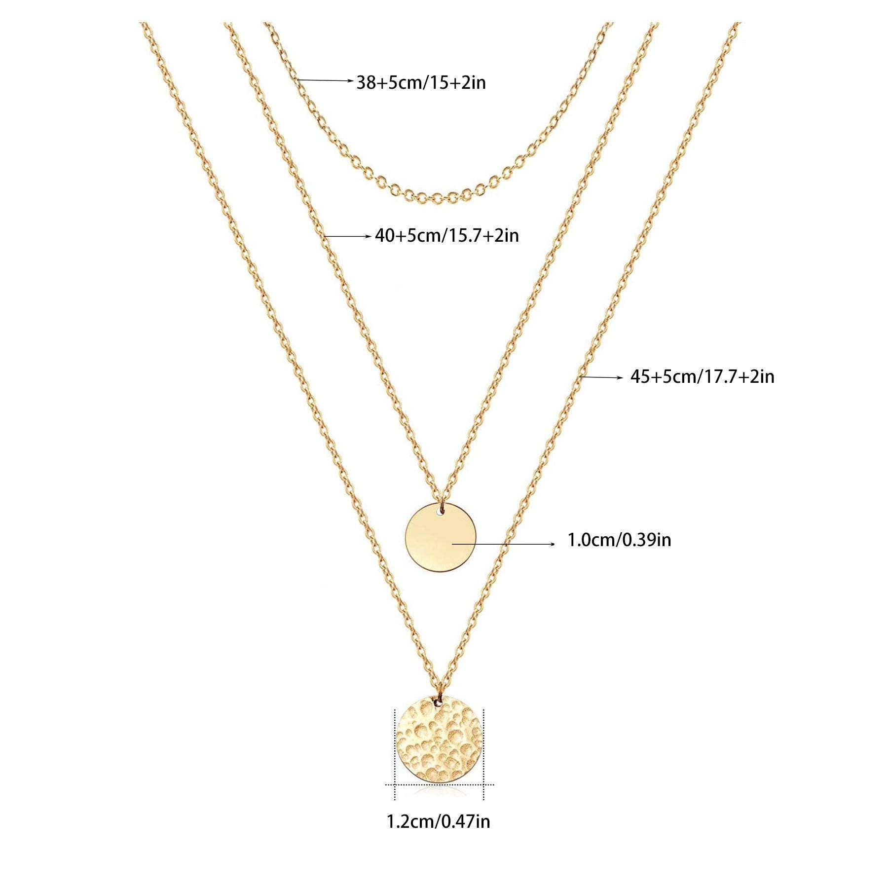 Luxury Gold Layered Choker Necklace 14K Bar Coin Charm Set