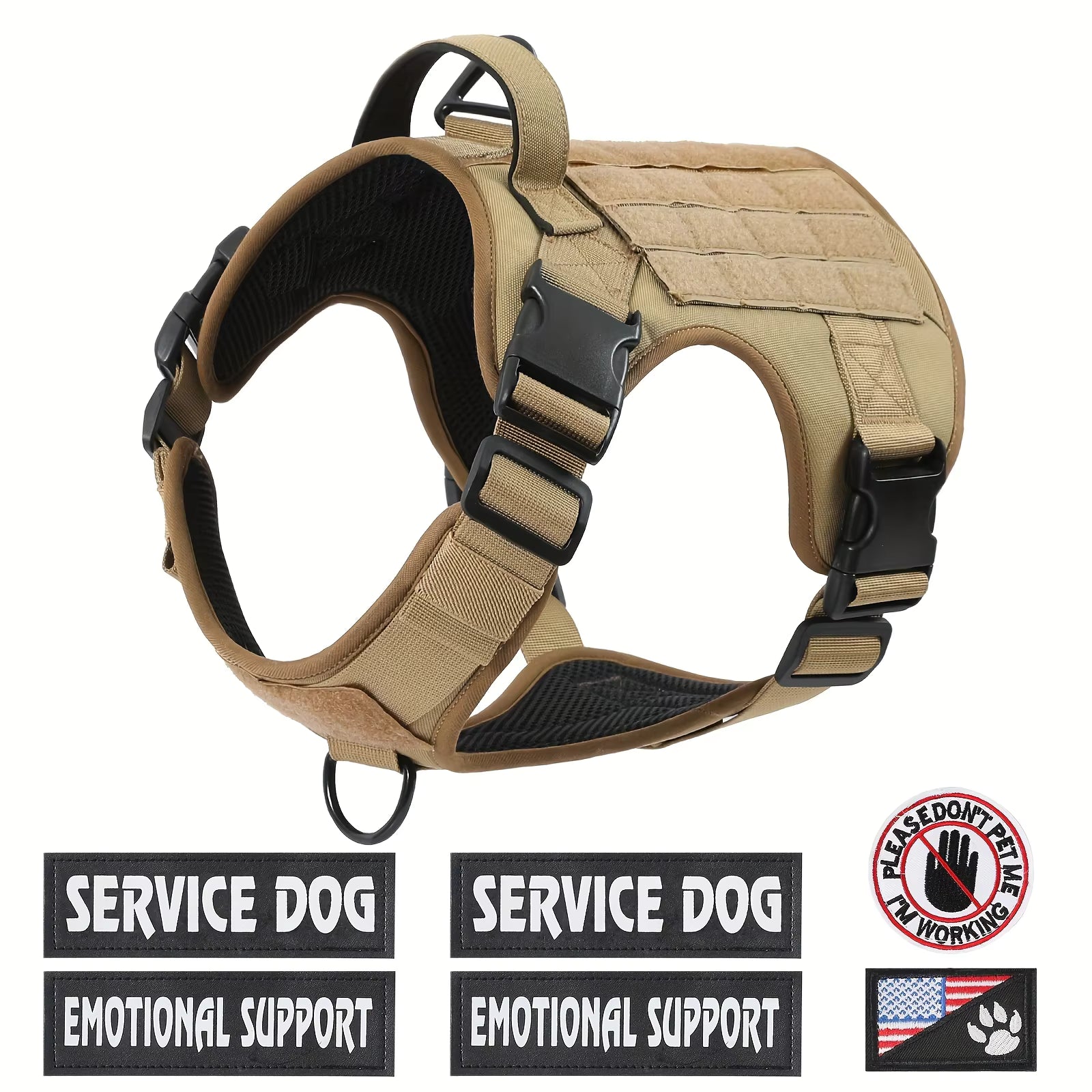 Premium Tactical Dog Harness Reflective Adjustable Service Vest