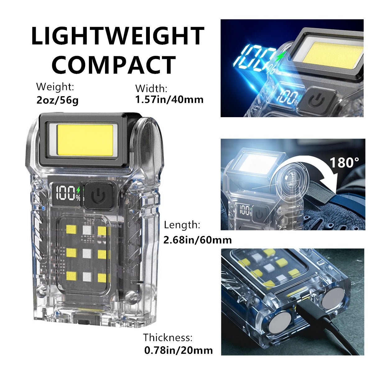 Powerful Mini LED Flashlight USB Rechargeable Magnetic Work