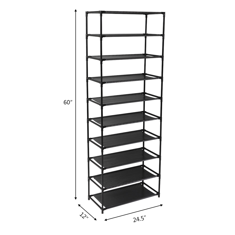 Heavy Duty 10-Tier Stackable Shoe Rack Holds 50 Pairs Organizer