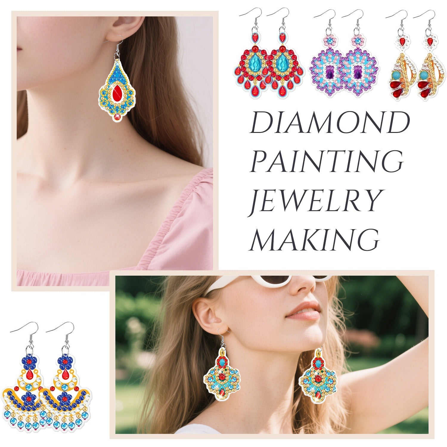 DIY Rhinestone Earrings Kit Creative Jewelry Making Set