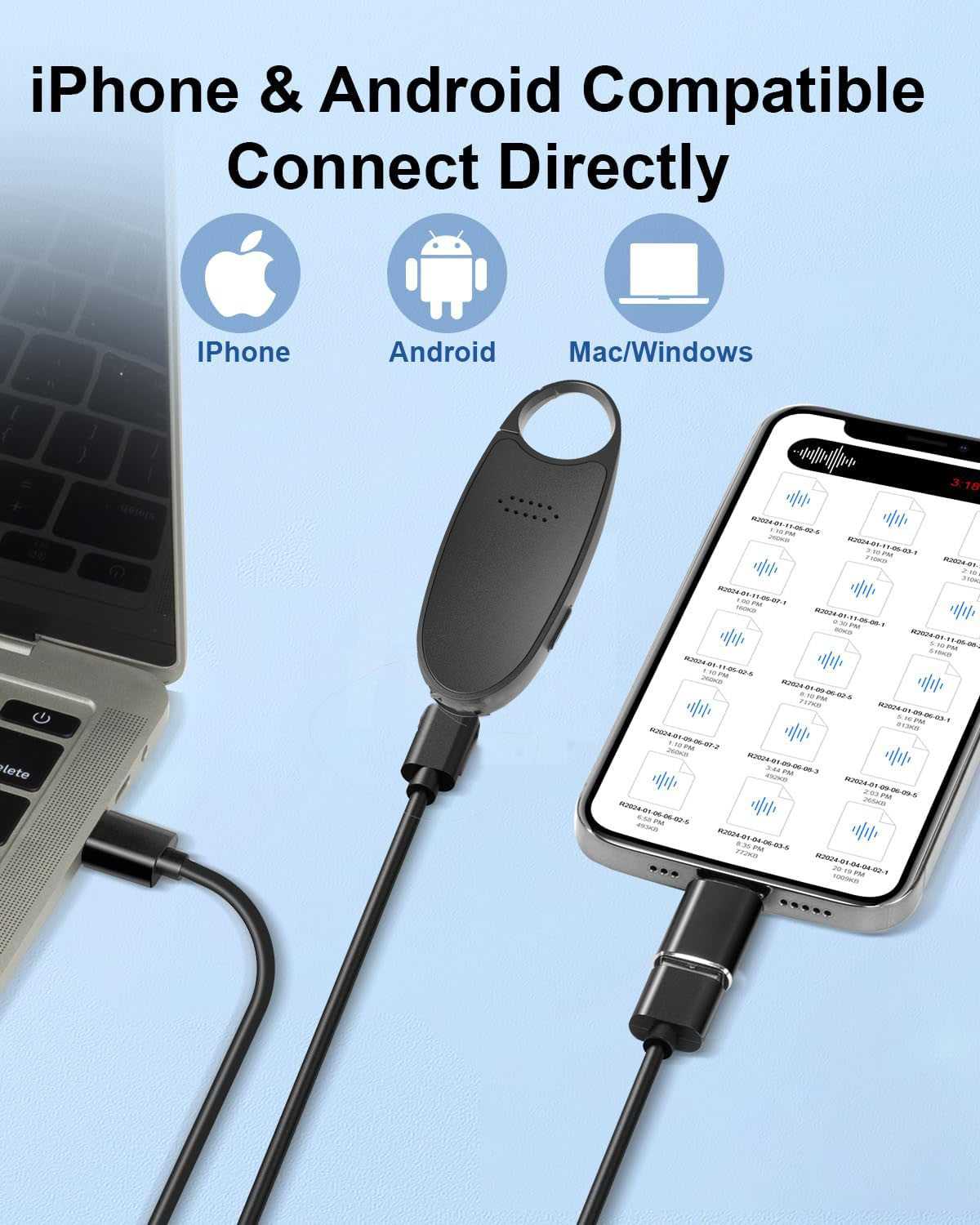 Digital Voice Activated Recorder Mini Magnetic Keychain with Playback Noise Cancelling