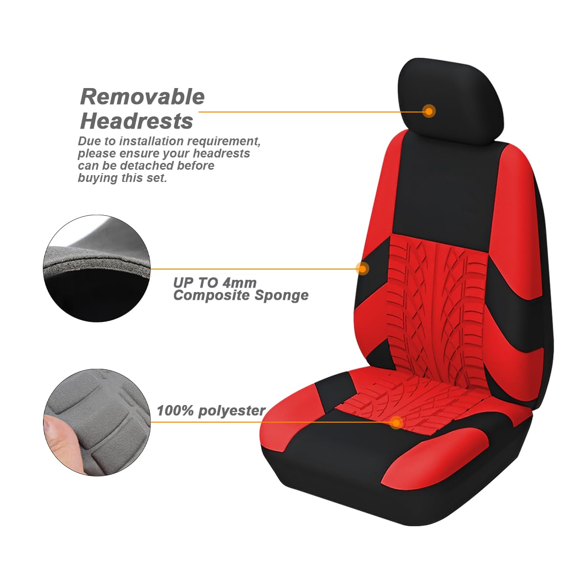 Premium Front Car Seat Covers Set Breathable Sport Cushion