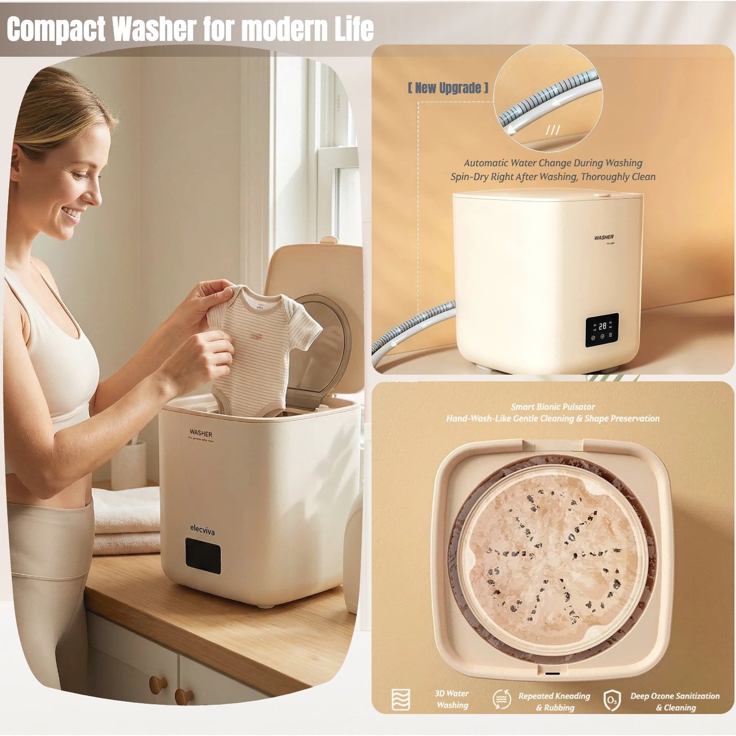 Smart Mini Washing Machine with Dryer Compact Portable Washer