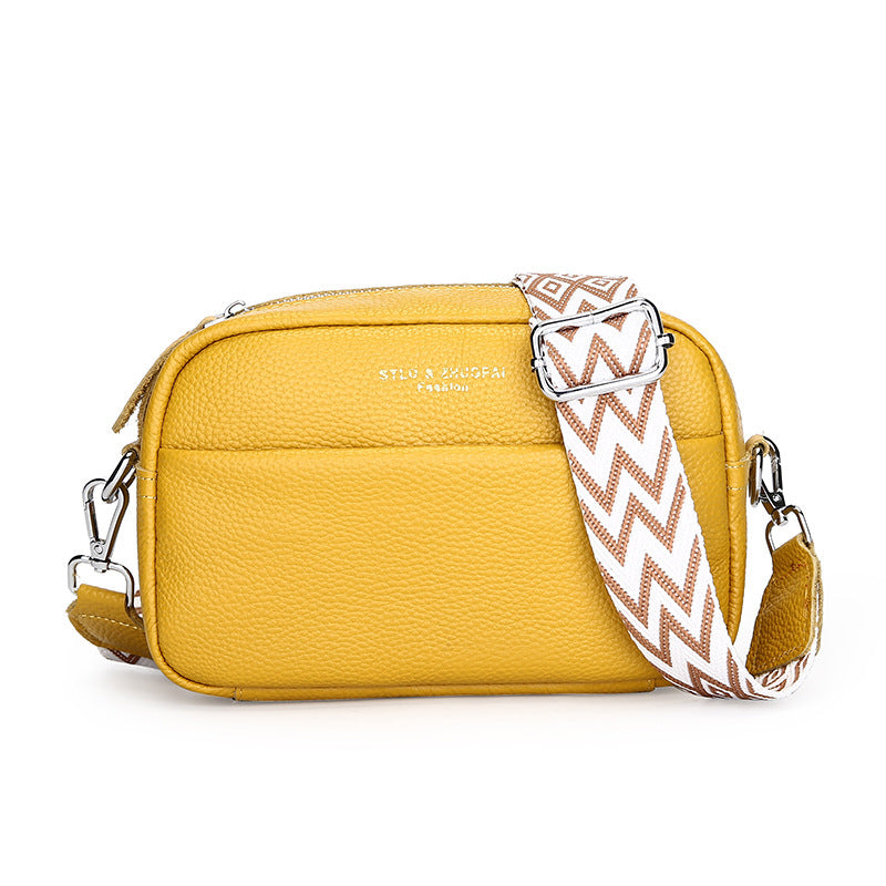 Top Layer Cowhide Small Square Bag Fashion Simple Shoulder Messenger Bag