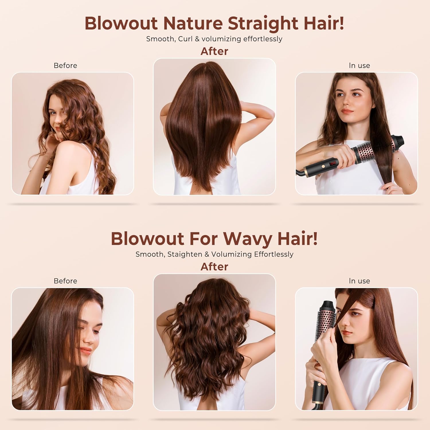 Professional Thermal Brush Curling Iron for Volume & Smooth Hair