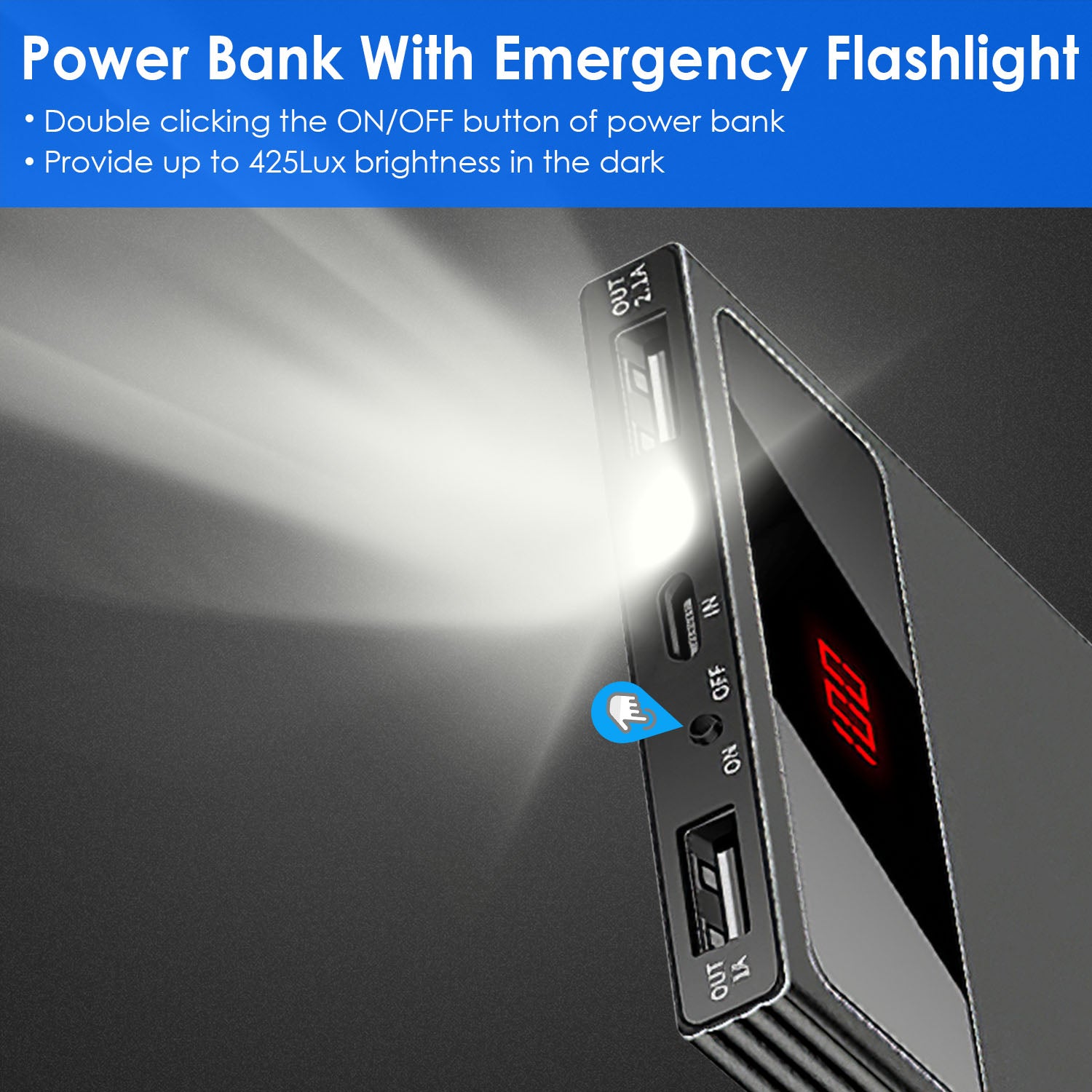 20000mAh Power Bank Ultra Thin Dual USB Fast Charger Display