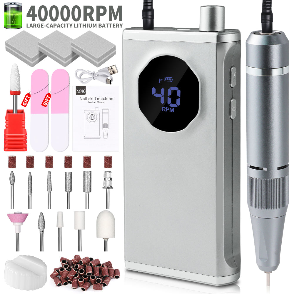 40000RPM Professional Cordless Electric Nail Drill Kit