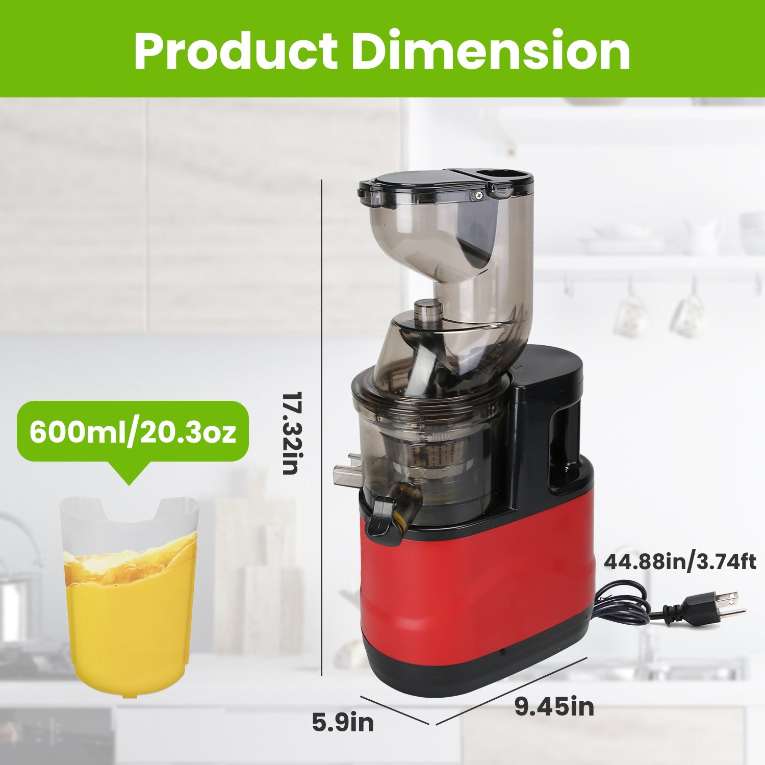 Powerful Cold Press Juicer Slow Masticating High Yield Extractor