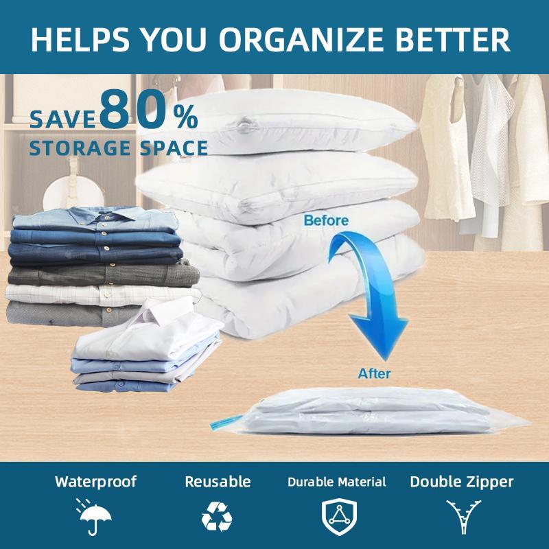 10pcs Vacuum Storage Bags Set with Pump Space Saving Organizer